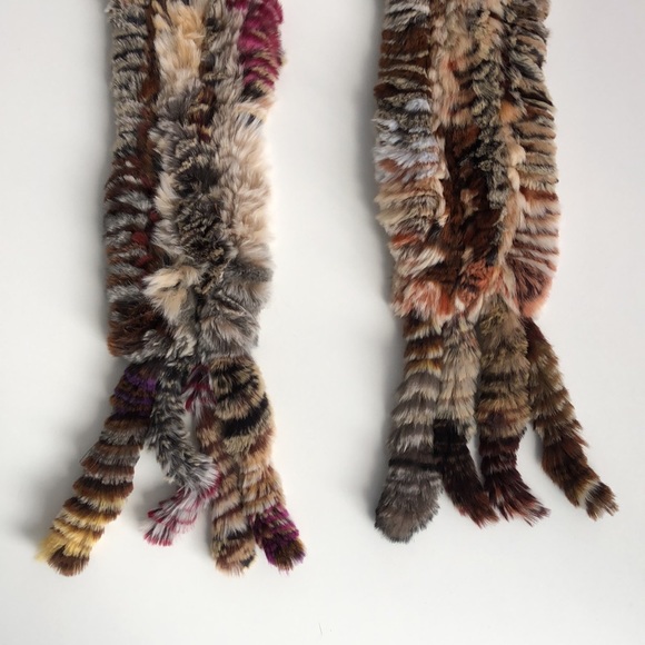 Multi-Color Fur Scarf w/ Tassels - Picture 4 of 4